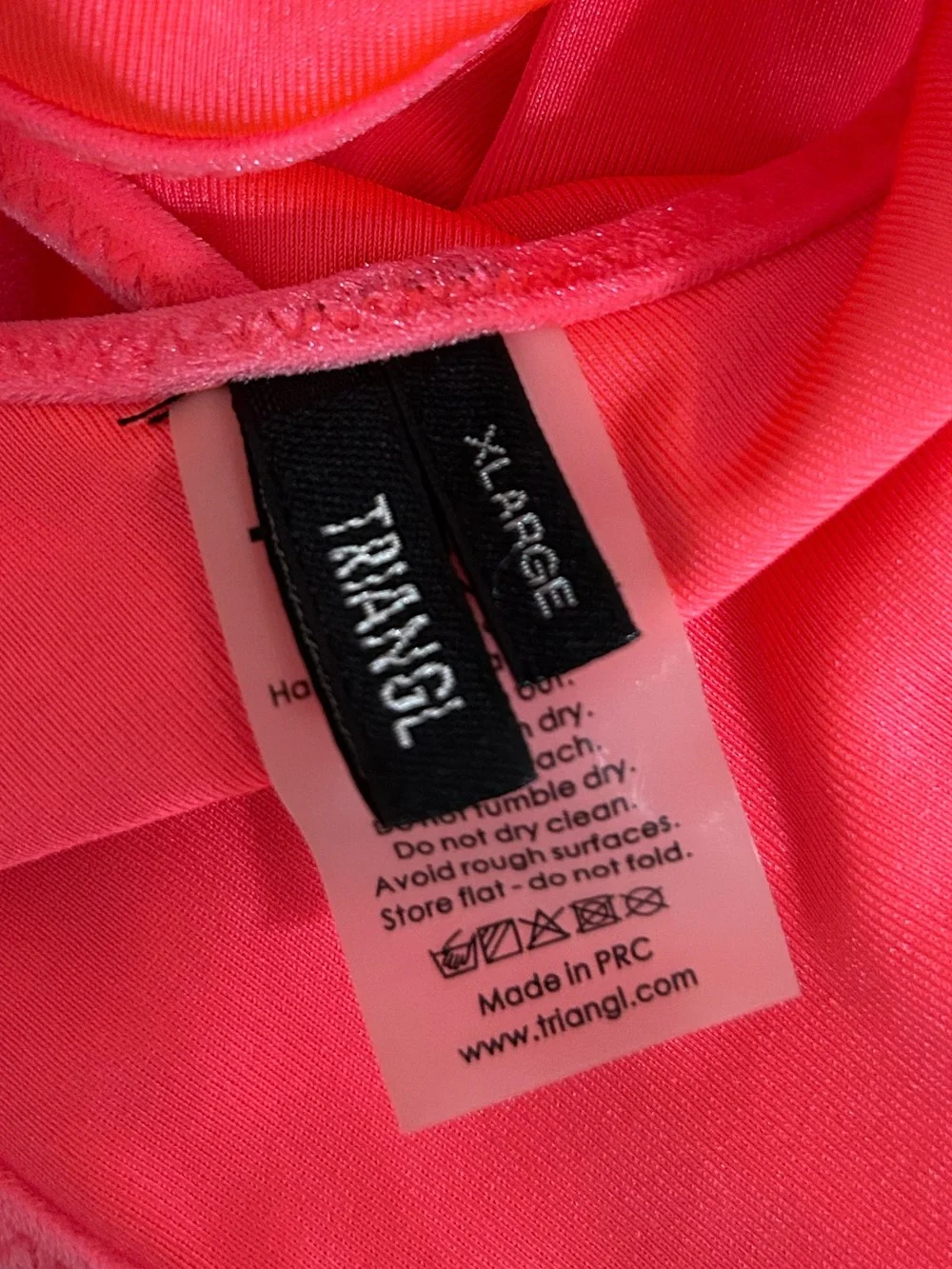 triangl swimwear Neon Pink/Coral Velvet Bikini Top LIKE NEW edm tropical resort